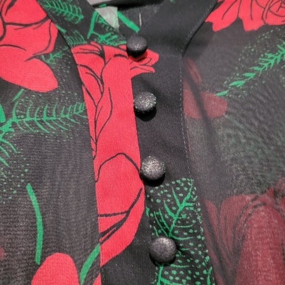Express Rose Print Sheer V-neckline Long Sleeve Blouses Size XXS - Picture 6 of 9